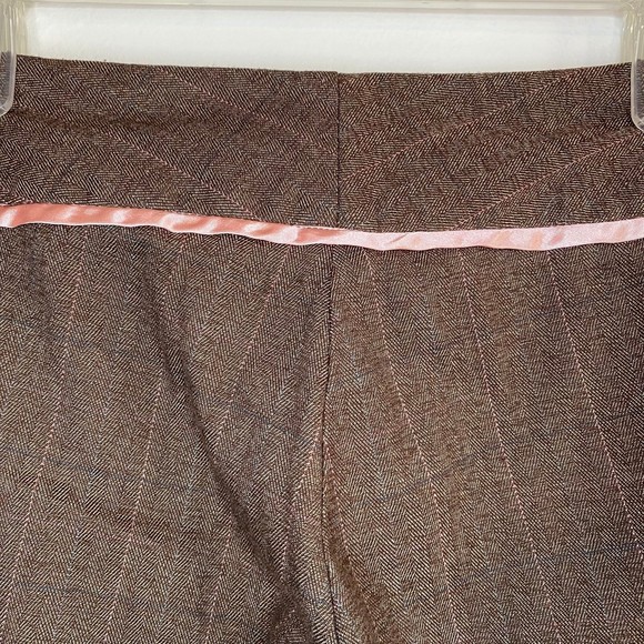 Y2K DELIAS woman's academia brown plaid pink trim flare leg casual pants slacks - Picture 4 of 8